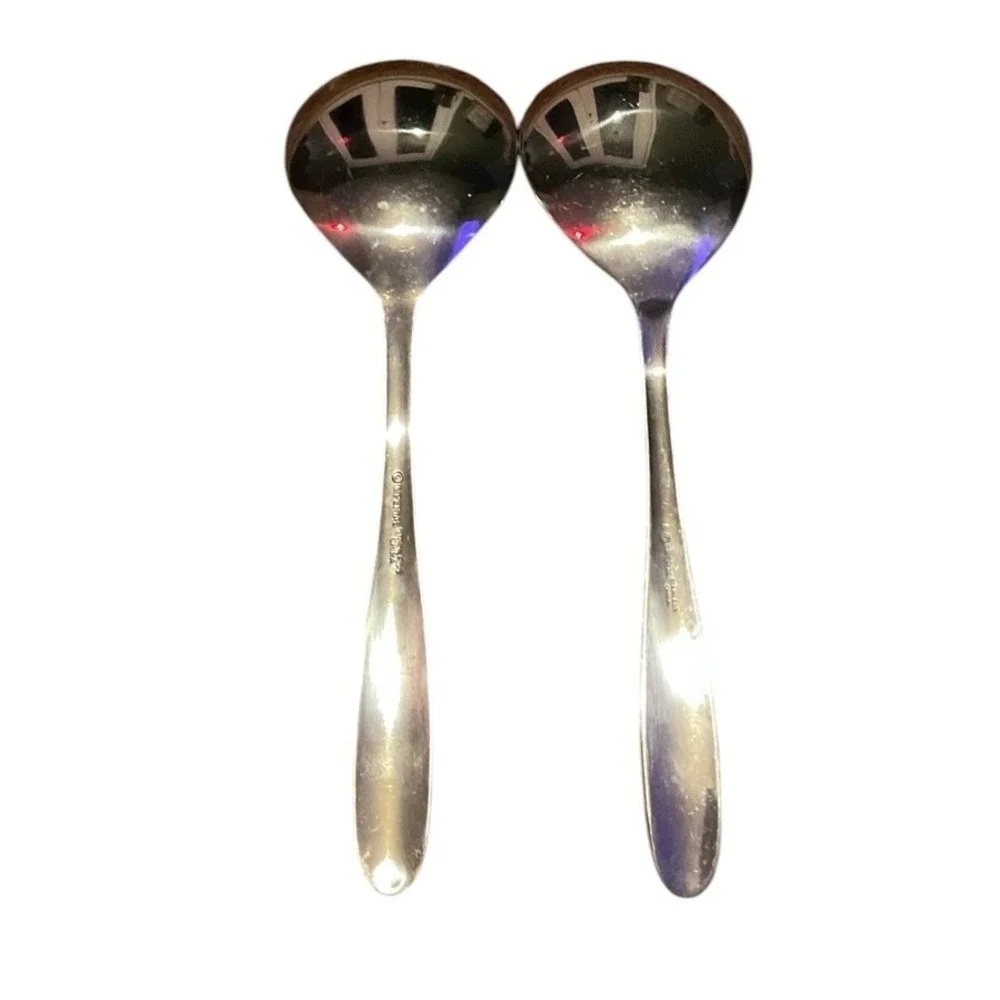 Vintage Stainless by Imperial Casserole Serving Spoon Flatware Set of 2